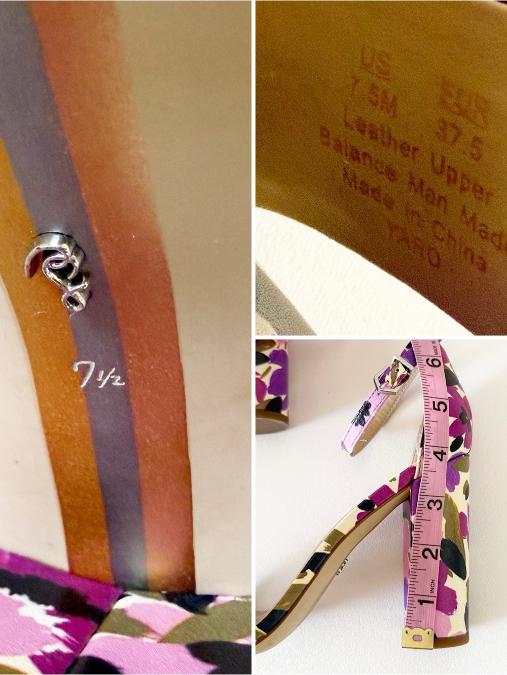 Sam Edelman Shoes Yaro Violet Floral Ankle-Strap Block Heel Sandals 7.5 - Picture 11 of 12